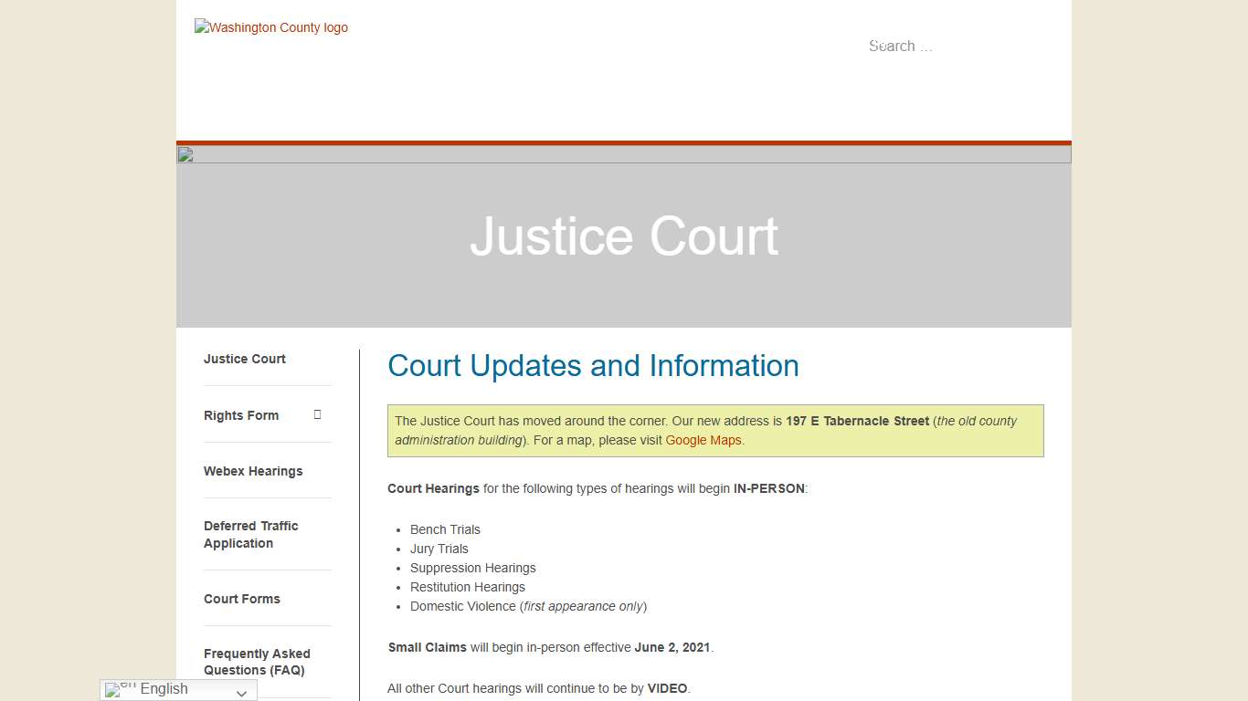Court Updates and Information Washington County of Utah